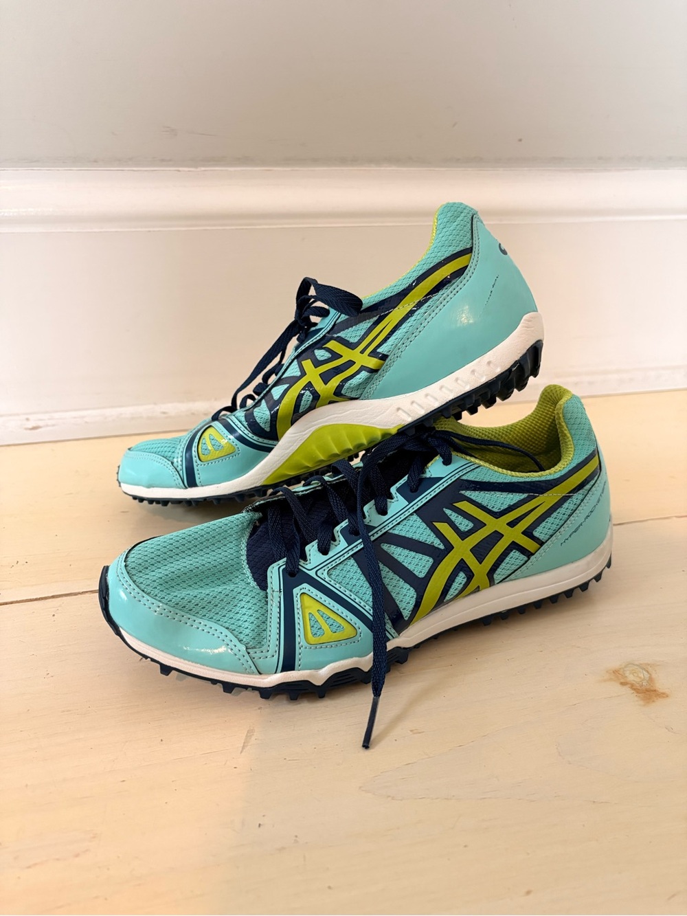 Asics Hyper Rocket Girl XC Teal and Navy Women's Track Spikes with Lime Accents